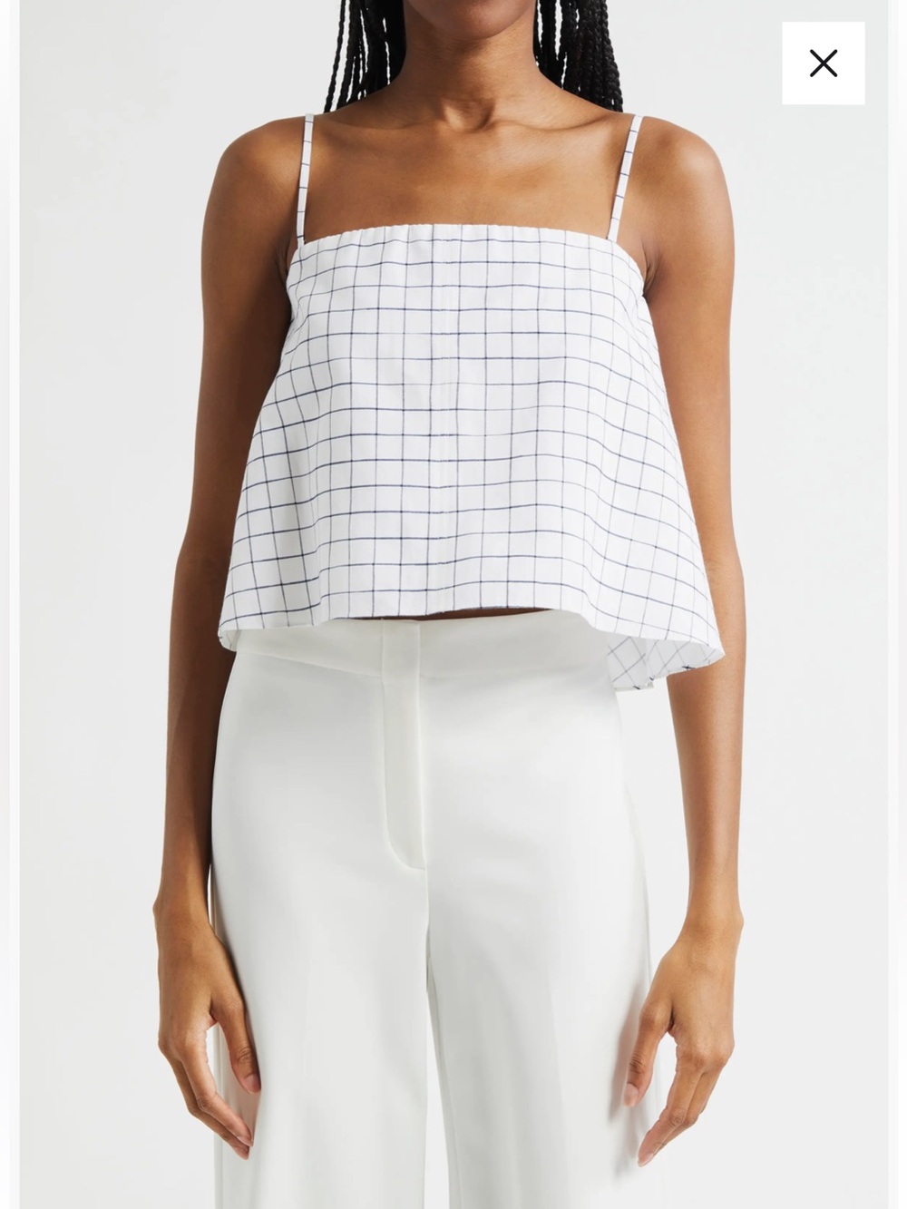 Womans Vince Windowpane Camisole top Linen Blend Size 8 Nwt